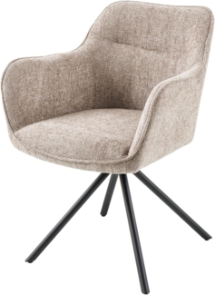 riess-ambiente Polsterstuhl VERONA champagner beige / schwarz (Einzelartikel, 1 St), Esszimmer · Stoff · Metall · mit Armlehne · 180° drehbar · Design