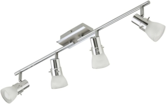 TRANGO LED Deckenleuchte, 4-flammig Deckenleuchte 1007-48 in Chrom-Optik & Aluminium gebürstet FREYA inkl. 4x5 Watt E14 LED Leuchtmittel 3.000K warmweiß Badleuchte, Flurleuchte, Küchenleuchte, Schwenkbare LED Deckenlampe, Kronleuchter