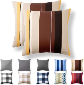 Alreya 2er-Set Renforcé Kissenbezug 60x60 cm - 100% Baumwolle mit YKK Reißverschluss, Superweicher Kopfkissenbezug 60x60, Kissenhülle, Beige Wellen, nur Kissenbezug