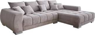 Ecksofa Josea 300x220 cm Cord Silbergrau Ottomane rechts