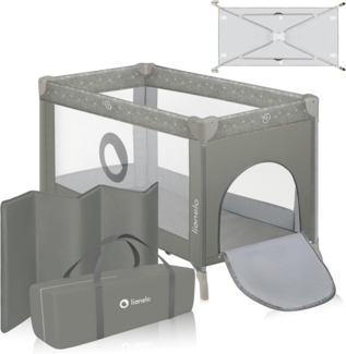 Lionelo Stefi Baby Kinderbett, Reisebett ab Geburt bis 15 kg, Seiteneingang, Sicherungssystem LockGuard, Blockade der Räder, Tragetasche, zusammenklappbar