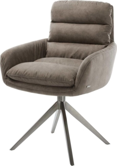 Drehstuhl Abelia-Flex mit Armlehnen Mikrofaser Taupe Vintage Kreuzgestell breit Graphit 360° drehbar Wippfunktion
