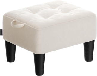 SONGMICS Sitzhocker, Fußhocker, Samt, Hocker, Dicke Polsterung, bis 150 kg belastbar, für Wohnzimmer Schlafzimmer Eingangsbereich, cappuccinobeige-tintenschwarz