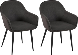 CLP 2er Set Esszimmerstühle Boise mit Robustem Metallgestell,schwarz