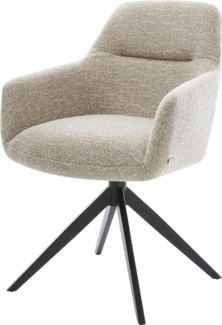 Drehstuhl Pejo-Flex Webstoff Soft Beige Kreuzgestell breit Schwarz 360° drehbar Wippfunktion Taschenfederkern