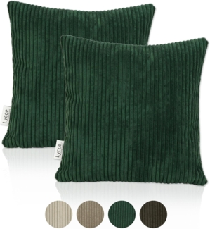 Lycce Dekokissen Kissenbezug 2er Set CORD Stoff (40 x 40 cm) mit Reißverschluß