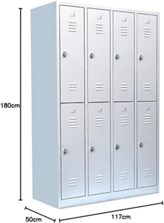 Spind Garderobenschrank Fächerschrank Schließfachschrank 180 x 117 x 50 cm weiß 8 Fächer Abteilbreite ca. 300mm 520240