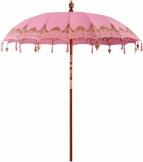 vidaXL Sonnenschirm Sonstiges Rosa x 260 cm Baumwolle und Massivholz 42006463