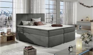 Stylefy Jupiter Boxspringbett Grau Velours KRONOS 140x200 cm