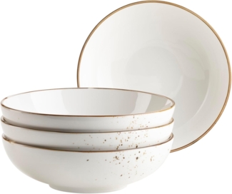 MSER Serie Pintar, hochwertiges Schssel-Set, 4-teilig mit 22 cm, mit heller Glasur, visuellen braunen Sprenkeln und feinem Rand im Vintage Handmade Look, Porzellan