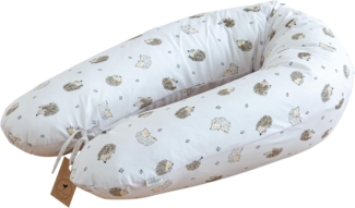 Loolay Stillkissen IGEL Baumwolle Schwangerschaftskissen Seitenschläferkissen Kissen, MUSTER: Kleine IGEL, WEICH Füllung + 100% BIO-Baumwolle Kissenbezug, XXL 170 cm Stillkissen + Bezug mit Reißverschluss! PREMIUM Geschenk, LOOLAY® - 100% Europäische S...