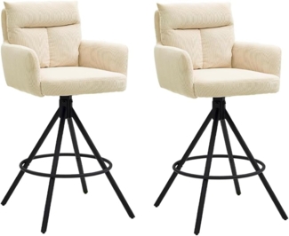 Stolkom Sp.z.o.o. Bistrostuhl Barhocker SOFIA, H 103 cm, Hellbeige, Cord, (2 St), 180 Grad drehbar mit Rückholfunktion