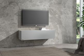 Wuun® 180cm/ Front Weiß-Hochglanz (Korpus Eiche)/8 Größen/6 Farben/TV Lowboard TV Board hängend Hängeschrank Wohnwand/Somero