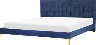 Doppelbett Samtstoff marineblau Lattenrost 180 x 200 cm LIMOUX