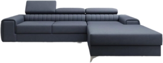 Designer Sofa Melinda mit Schlaf- und Klappfunktion Stoff Blau Rechts