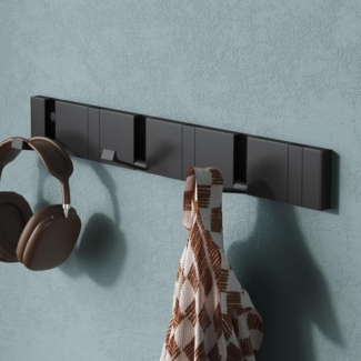 Mai & Mai Wandgarderobe Wandhaken Garderobenleiste Garderobenhaken mit 4/6 klappbaren Haken, Faltmechanik und Anti-Rutsch-Textur