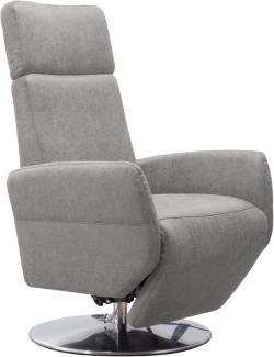 Cavadore TV-Sessel Cobra / Fernsehsessel mit Liegefunktion, Relaxfunktion / Stufenlos verstellbar / Ergonomie M / Belastbar bis 130 kg / 71 x 110 x 82 / Lederoptik Hellgrau