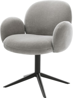 Drehstuhl Nube-Flex mit Armlehnen Strukturstoff Soft Grau Fußkreuz Schwarz 360° drehbar Wippfunktion Taschenfederkern