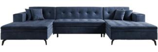 Designer Sofa Vivana mit Schlaffunktion Samt Blau