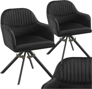 tectake Esszimmerstuhl Samt-Drehstuhl (2er Set, 2 St), gepolstert