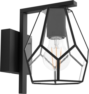Eglo 43645 Wandleuchte MARDYKE Stahl schwarz, Glas klar E27 1X40W L:14,5cm B:19,5cm H:20,5cm dimmbar