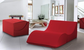 Talamo Italia - Annabella Klappbett, Hocker, der in ein Doppelbett umgewandelt werden kann, Chaiselongue aus Öko-Leder, 100 % Made in Italy, 100 x 200 x 70 cm, Rot