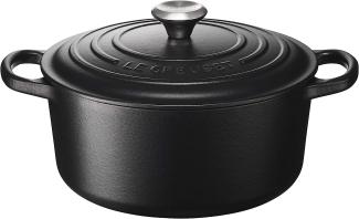 Le Creuset Signature Gusseisen-Bräter mit Deckel, Für alle Herdarten und Induktion geeignet, Rund, Schwarz, 22,0 cm, 3.3