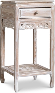 livasia Nachttisch livasia Bali Nachttisch mit Schubalde, Teakholz, 37x37x80cm