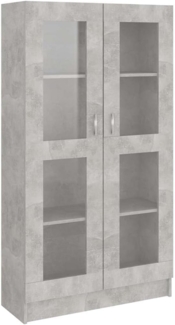 vidaXL Vitrinenschrank Bücherschrank Aktenschrank Büroschrank Vitrine Schrank Bücherregal Standvitrine Betongrau 82,5 x 30,5 x 150 cm Spanplatte