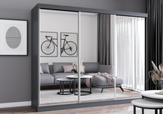 imoebel24 Schwebetürenschrank MILAN 250 cm - Grau / Grau