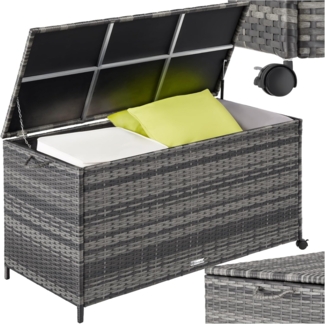 tectake Gartenbox Auflagenbox (1 St, Auflagenbox), Aufbewahrungsbox mit Aluminiumgestell und Rattangeflecht