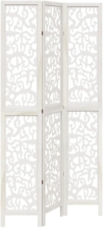 vidaXL 3-tlg. Raumteiler Weiß Massivholz Paulownia 358736