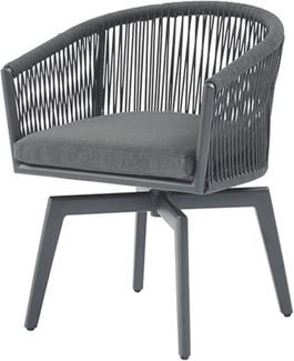 riess-ambiente Gartenstuhl ROPE anthrazit- Aluminium, inkl. Kissen, In- und Outdoor, 360° drehbar (Einzelartikel, 1 St), wetterfester Gartensessel mit Geflecht - ideal für Balkon & Terrasse