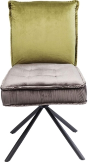 Kare Design Stuhl Chelsea, Drehstuhl, 360° drehbar, Samtoptik, 49cm Sitzhöhe, Esszimmerstühl, Wohnzimmer, Grün/Grau, 91 x 50 x 60 cm