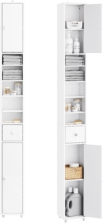 Badezimmerschrank mit 5 Fächern und 1 Schublade MDF Weiß BZR34-W