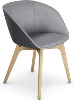 Sedus Bürostuhl, Loungechair, Clubsessel, Wohnzimmerstuhl, Esszimmerstuhl, Eiche/Mittelgrau/Grau, kompakt, bequem