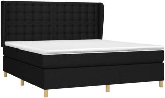 vidaXL Boxspringbett mit Matratze Schwarz 180x200 cm Stoff 3128863