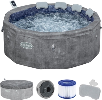 LAY-Z-SPA® Energiespar Whirlpool Carrara AirJet™ mit App-Steuerung, für 6 Personen, Ø 170 x 65 cm, Alabaster-Optik