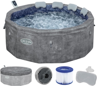 LAY-Z-SPA® Whirlpool Carrara AirJet™ mit App-Steuerung, Schaumstoffpaneele, für 6 Personen, Ø 170 x 65 cm, Alabaster-Optik