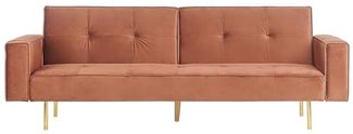 Schlafsofa VISNES Goldbraun Samtstoff
