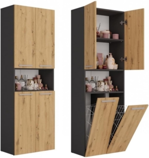 MAGOWA Badkommode Badezimmerschrank NEL 2 mit Türen & Körben, in verschiedenen Farben (Höhe: 174 cm - Breite: 60 cm - Tiefe: 30 cm), In mehreren modernen Farbvarianten wählbar