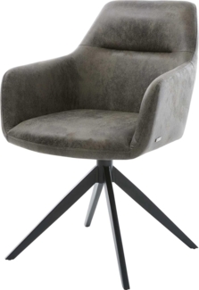 Drehstuhl Pejo-Flex Mikrofaser Grau Antik Kreuzgestell breit Schwarz 360° drehbar Wippfunktion Taschenfederkern