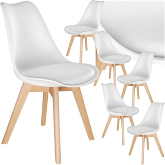 tectake Esszimmerstuhl Küchenstuhl Frederikke ergonomisch, mit Filzgleiter, 49x53x82 cm (Set, 6 St), Strapazierfähige Polsterung für großen Sitzkomfort