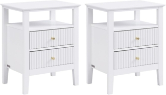 Vente-unique - Nachttisch 2er-Set 2 Schubladen & 1 Ablage – MDF – Weiß – NIRIVA
