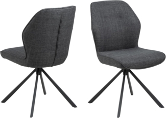 AC Design Furniture Aurelia 2er Set Esszimmerstühle mit Bezug in Dunkelgrau und Schwarzen Stahlbeinen mit Drehfunktion, Küchenstühle Ohne Armlehne, Esszimmermöbel, B: 51 x H: 88,5 x T: 61,5 cm