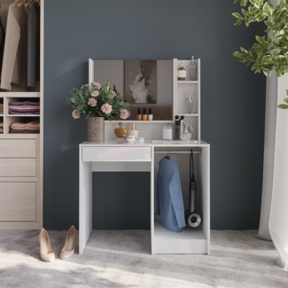 Schminktisch Sherry Weiß/Weiß Hochglanz 89.8 cm 3 Teile Vicco