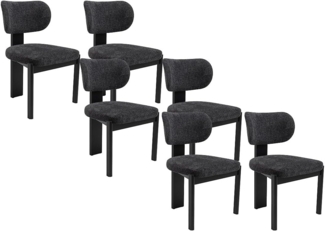 Vente-unique - Stuhl 6er-Set - Bouclé-Stoff & Kautschukholz - Schwarz - WILANA