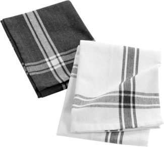 Douceur d'Intérieur 2 Geschirrtücher, 50x70 cm, recycelte Baumwolle, Stoff für Küche, Anthrazität