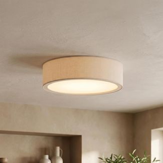 Licht-Erlebnisse Deckenleuchte ARBARO, ohne Leuchtmittel, Rund Ø 27 cm klein E27 Holz geweißt Glas wohnlich Flur Wohnzimmer