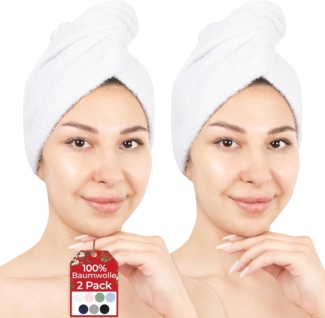HAMMETEX Turban-Handtuch 2er Set Haarturban Damen, 100% Baumwolle, Flauschig & Schnelltrocknend, Frottier (Set, 2-St), Uni-Farben, weich